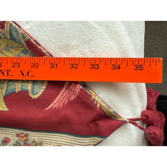 Waverly‎ Rooster Red Burgundy Table Runner Tassels Farmhouse Country Dining - Picture 5 of 10